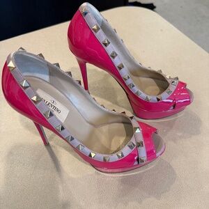 Valentino - hot pink platform rockstud stilettos
